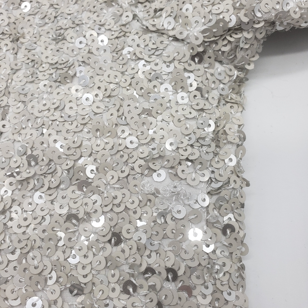 Free People Women US 6 champagne all over sequin dress Party Girl mini side zip - Picture 14 of 15